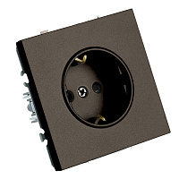 Розетка 1-местная с защитной шторкой с/з (механизм), STEKKER, 250В, 16А, серия Эмили, RST16-5110-09, антрацит, soft touch 49932