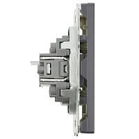  Розетка компьютерная 2-местная RJ-45 (механизм), STEKKER, серия Эмили, RST00-5111-10, платиново-серый, soft touch 49952