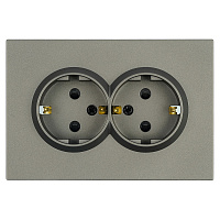 Розетка 2-местная с защитной шторкой, STEKKER, с/з, 250В, 16А, серия Эмили, RST16-5114-09, антрацит, soft touch 49934 Розетка 2-местная с защитной шторкой, STEKKER, с/з, 250В, 16А, серия Эмили, RST16-5114-09, антрацит, soft touch 49934