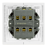 Переключатель 2-клавишный (механизм), STEKKER, 250В, 10А, серия Мия, RSW10-3107-01, белая магнолия 50434