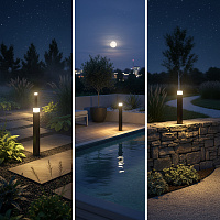 Светильник садово-парковый Feron DH0208, столб,  E27 230V, черный 11684