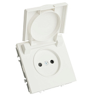 Розетка 1-местная с крышкой с защ. штор, STEKKER, б/з, IP42, 250В, 16А, серия Эмили, RST16-5113-01, белый фарфор, soft touch 49878