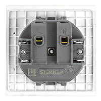 Розетка 1-местная с защитной шторкой (механизм), STEKKER, б/з, 250В, 16А, серия Мия, RST16-3109-01, белая магнолия  50439