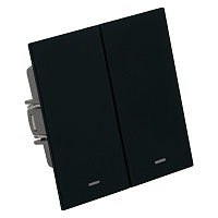 Выключатель 2-клавишный c индикатором (механизм), STEKKER, 250В, 10А, серия Мия, RSW10-3102-05, черный бархат 50446