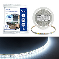 Светодиодная LED лента Feron LS613, 120SMD(2835)/m 9.6W/m 12V 5m 6500К Артикул 27731 Светодиодная LED лента Feron LS613, 120SMD(2835)/m 9.6W/m 12V 5m 6500К Артикул 27731