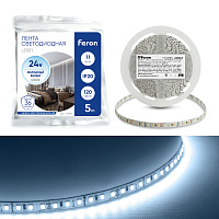 Светодиодная LED лента Feron LS501, 120SMD(2835)/м 11Вт/м 24V 5000*8*1.22мм 6000К IP20 Светодиодная LED лента Feron LS501, 120SMD(2835)/м 11Вт/м 24V 5000*8*1.22мм 6000К IP20