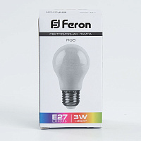 Лампа светодиодная Feron LB-375 E27 3W матовая 230V RGB плавная сменая цвета 38118 Лампа светодиодная Feron LB-375 E27 3W матовая 230V RGB плавная сменая цвета 38118