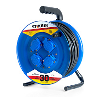 Удлинитель на металлической катушке с/з 4-местный Stekker, PRF02-31-30, 30м, 3*1,5, серия Professional, синий 39786 Удлинитель на металлической катушке с/з 4-местный Stekker, PRF02-31-30, 30м, 3*1,5, серия Professional, синий 39786