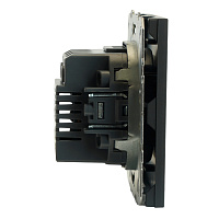 Розетка 2-местная USB + Type C (механизм), STEKKER, 250В, 20W, серия Эмили, RST10-5115-05, черный уголь, soft touch 49853 Розетка 2-местная USB + Type C (механизм), STEKKER, 250В, 20W, серия Эмили, RST10-5115-05, черный уголь, soft touch 49853