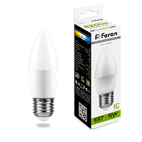 Лампа светодиодная Feron LB-570 Свеча E27 9W 175-265V 4000K 25937 Лампа светодиодная Feron LB-570 Свеча E27 9W 175-265V 4000K 25937