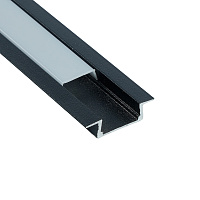 Профиль алюминиевый "встраиваемый" без крепежей, черный, CAB251( в комплекте с матовым экраном, 2 заглушками) FERON