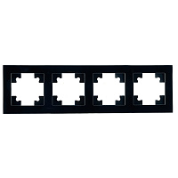 Рамка 4-местная, стекло, STEKKER GFR00-7004-05, серия Катрин, черный 39521