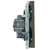 Розетка 1-местная с защитной шторкой (механизм), STEKKER,  б/з, 250В, 16А, серия Эмили, RST16-5109-09, антрацит, soft touch 49928