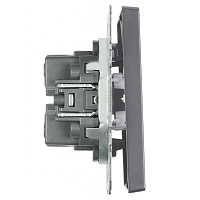 Переключатель 2-клавишный (механизм), STEKKER, 250В, 10А, серия Эмили, RSW10-5107-10, платиново-серый, soft touch 49947